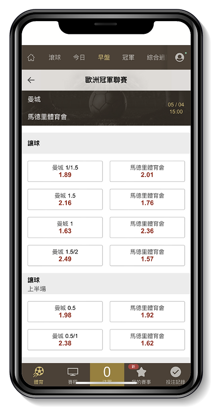 手機投注介面